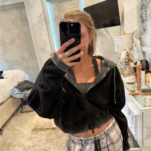 KITH oversized cropped zip up